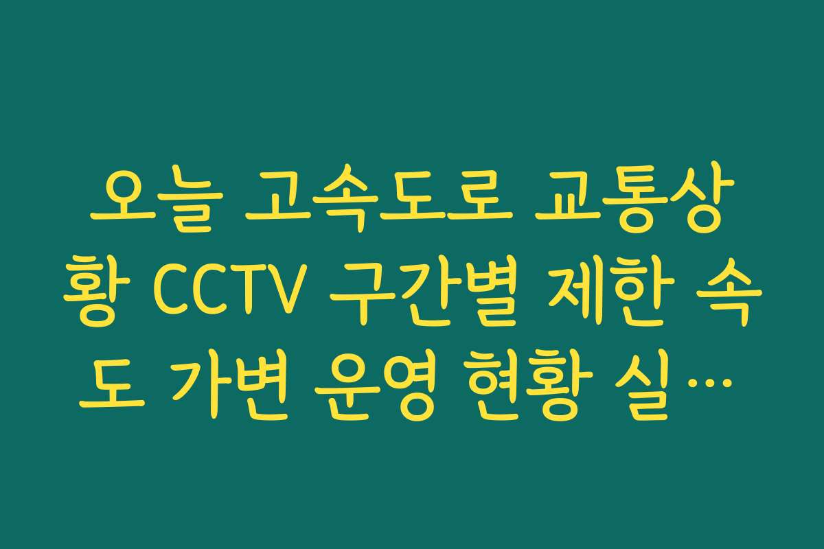 오늘 고속도로 교통상황 CCTV 구간별 제한 속도 가변 운영 현황 실시간 체크 오늘 고속도로 교통상황 CCTV 구간별 제한 속도 가변 운영 현황 실시간 체크
