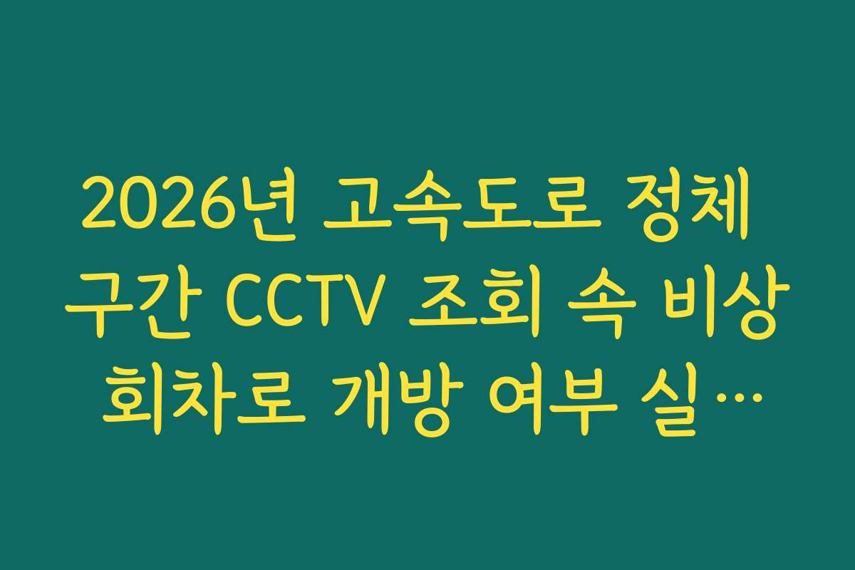 2026년 고속도로 정체 구간 CCTV 조회 속 비상 회차로 개방 여부 실시간 확인 2026년 고속도로 정체 구간 CCTV 조회 속 비상 회차로 개방 여부 실시간 확인
