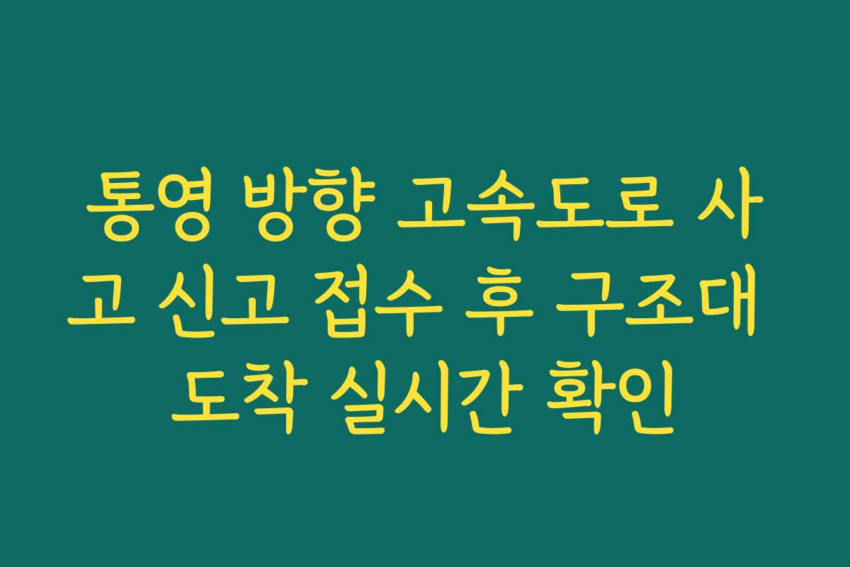 통영 방향 고속도로 사고 신고 접수 후 구조대 도착 실시간 확인 통영 방향 고속도로 사고 신고 접수 후 구조대 도착 실시간 확인