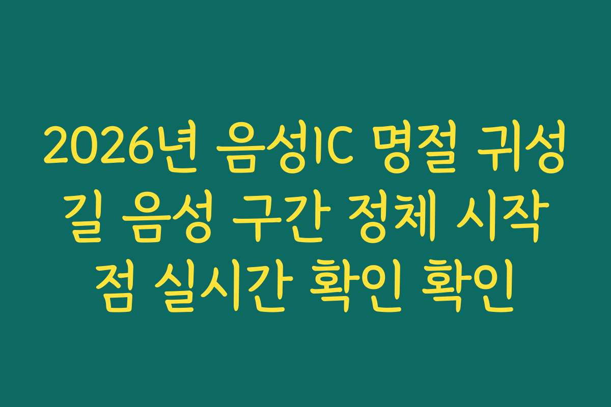 2026년 음성IC 명절 귀성길 음성 구간 정체 시작점 실시간 확인 확인