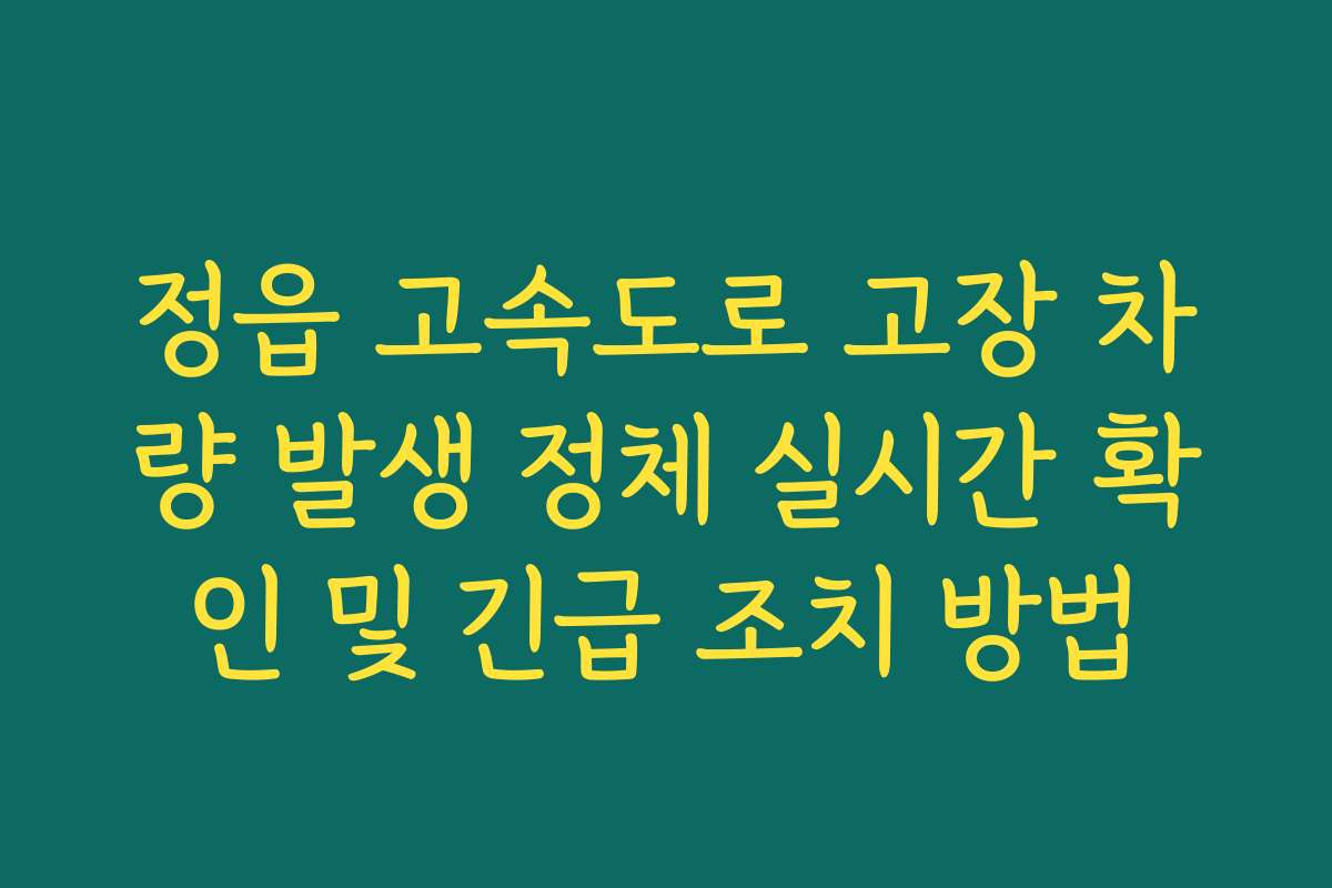 정읍 고속도로 고장 차량 발생 정체 실시간 확인 및 긴급 조치 방법