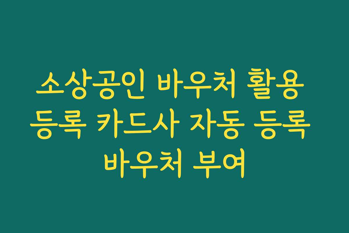 소상공인 바우처 활용 등록 카드사 자동 등록 바우처 부여