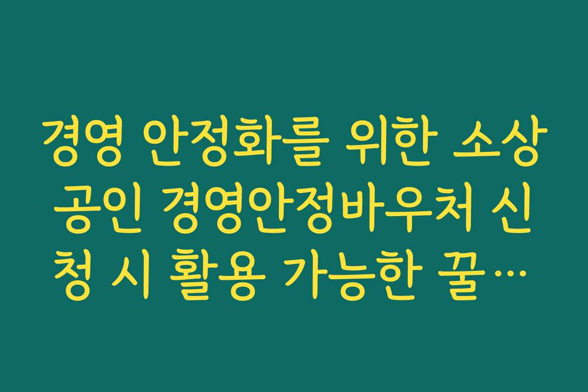 경영 안정화를 위한 소상공인 경영안정바우처 신청 시 활용 가능한 꿀팁들