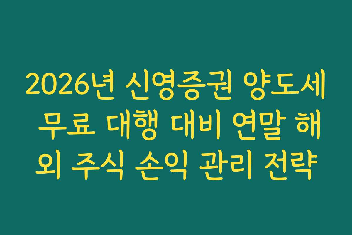 2026년 신영증권 양도세 무료 대행 대비 연말 해외 주식 손익 관리 전략