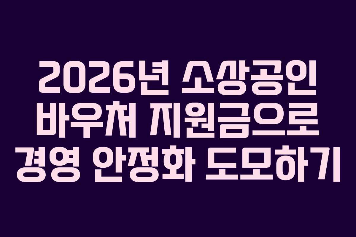 2026년 소상공인 바우처 지원금으로 경영 안정화 도모하기