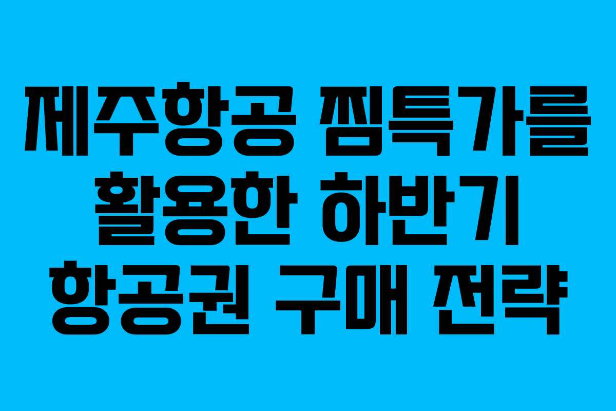 제주항공 찜특가를 활용한 하반기 항공권 구매 전략