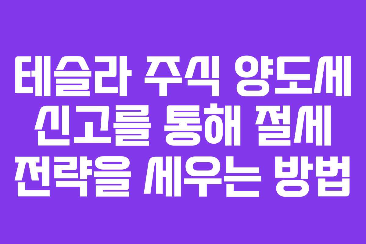 테슬라 주식 양도세 신고를 통해 절세 전략을 세우는 방법