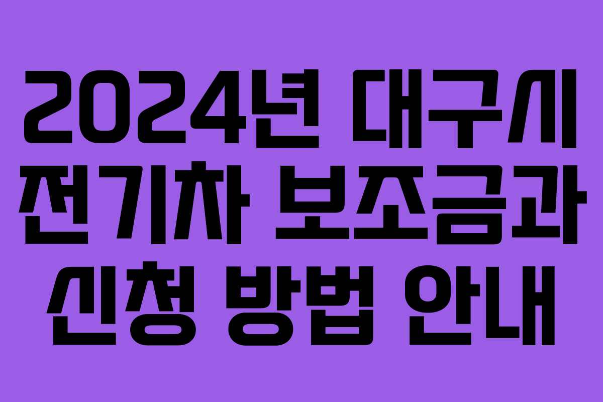 2024년 대구시 전기차 보조금과 신청 방법 안내 2024년 대구시 전기차 보조금과 신청 방법 안내