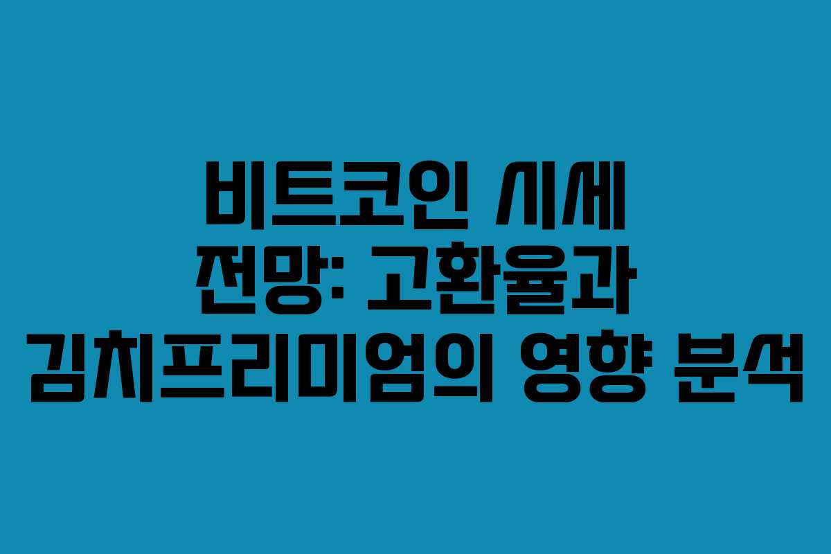 비트코인 시세 전망: 고환율과 김치프리미엄의 영향 분석