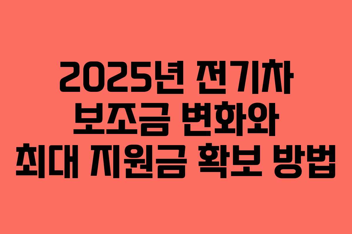 2025년 전기차 보조금 변화와 최대 지원금 확보 방법