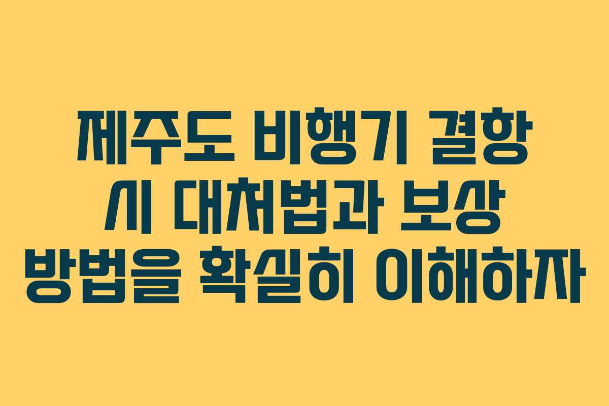 제주도 비행기 결항 시 대처법과 보상 방법을 확실히 이해하자