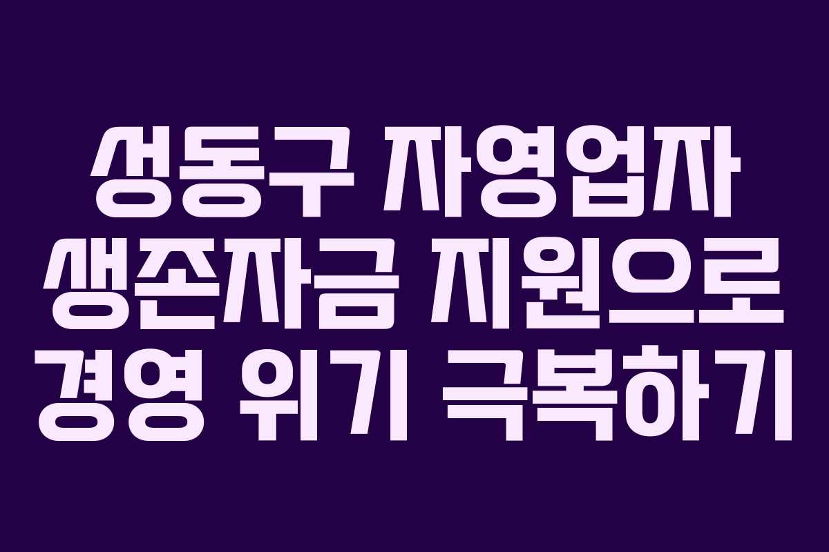 성동구 자영업자 생존자금 지원으로 경영 위기 극복하기