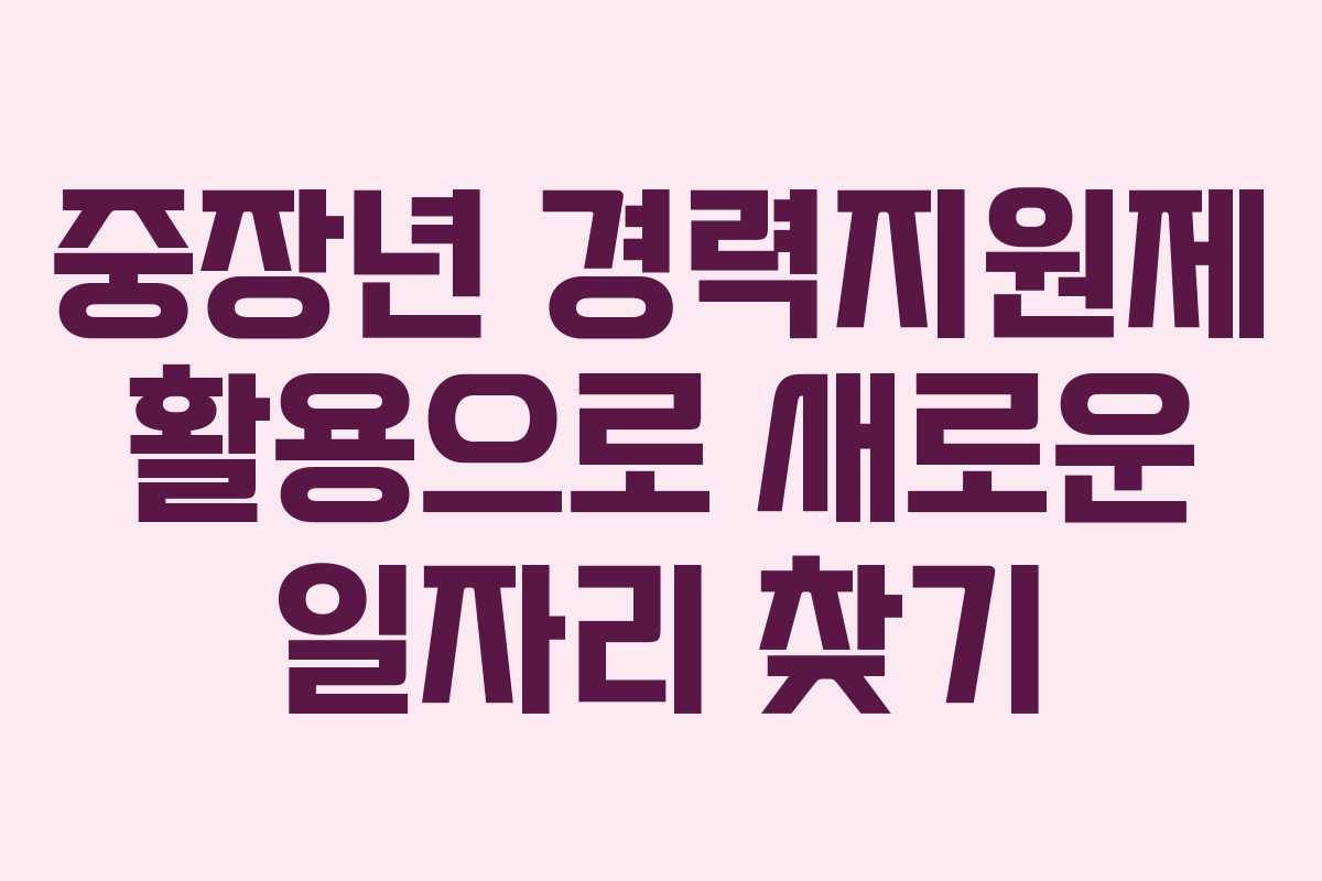 중장년 경력지원제 활용으로 새로운 일자리 찾기