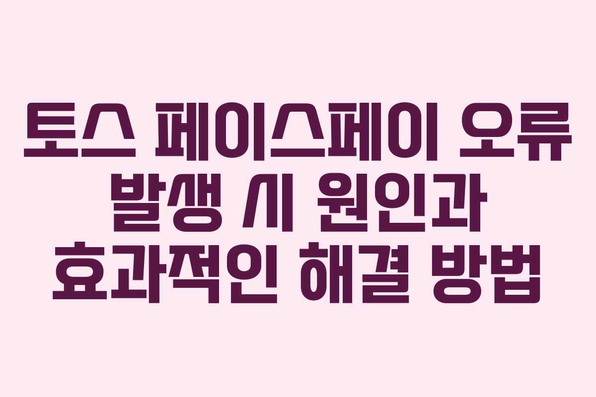 토스 페이스페이 오류 발생 시 원인과 효과적인 해결 방법