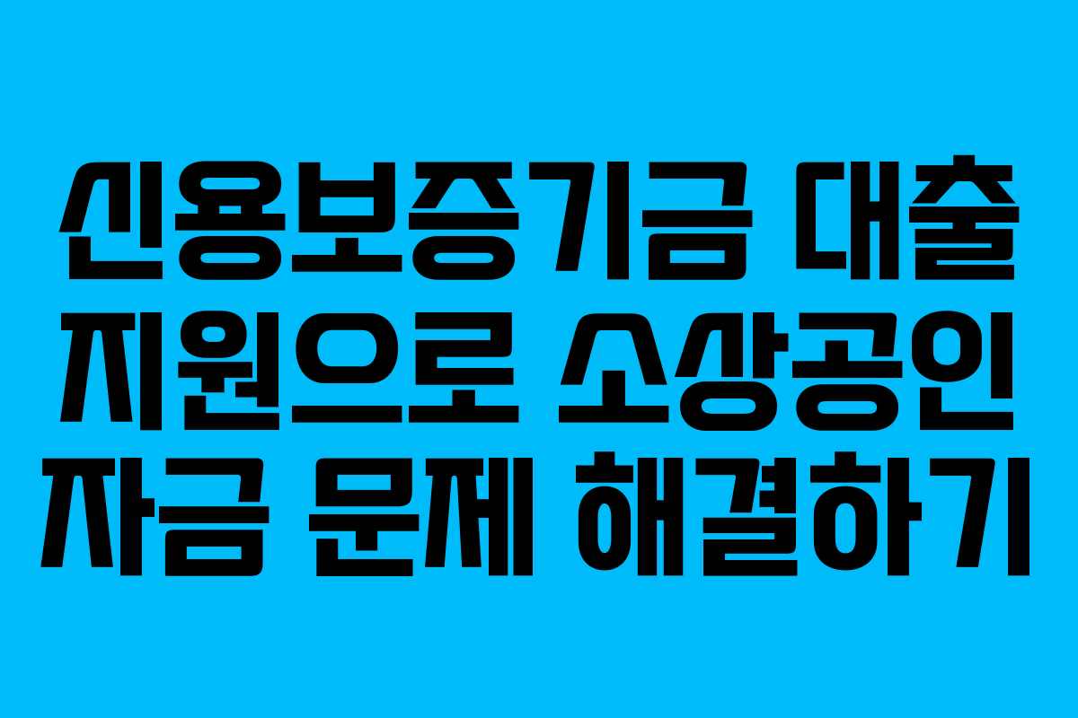신용보증기금 대출 지원으로 소상공인 자금 문제 해결하기