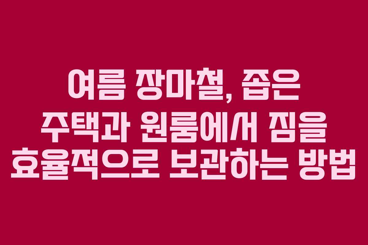 여름 장마철, 좁은 주택과 원룸에서 짐을 효율적으로 보관하는 방법
