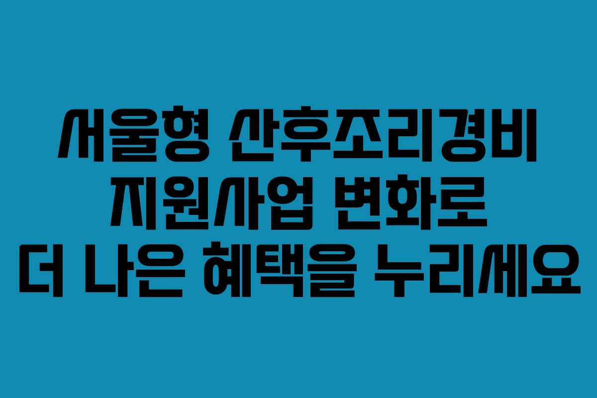 서울형 산후조리경비 지원사업 변화로 더 나은 혜택을 누리세요