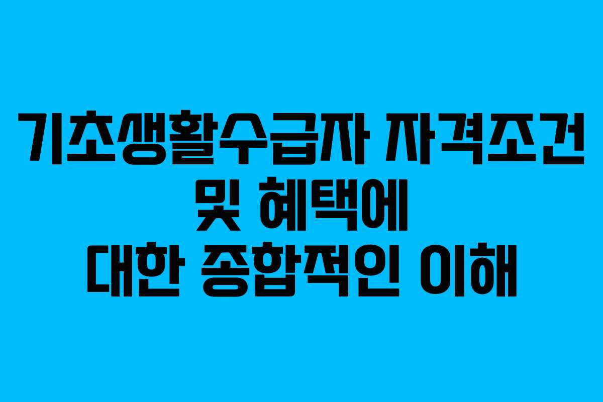 기초생활수급자 자격조건 및 혜택에 대한 종합적인 이해
