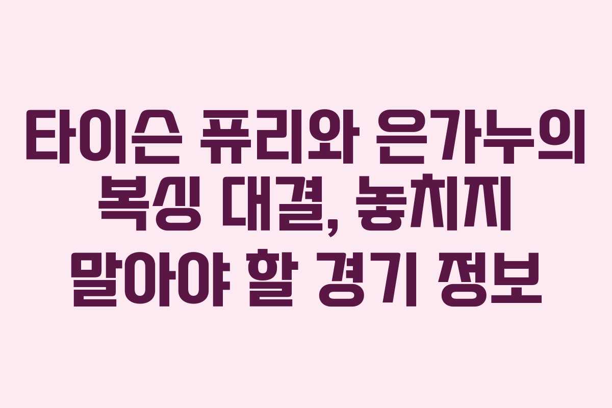 타이슨 퓨리와 은가누의 복싱 대결, 놓치지 말아야 할 경기 정보