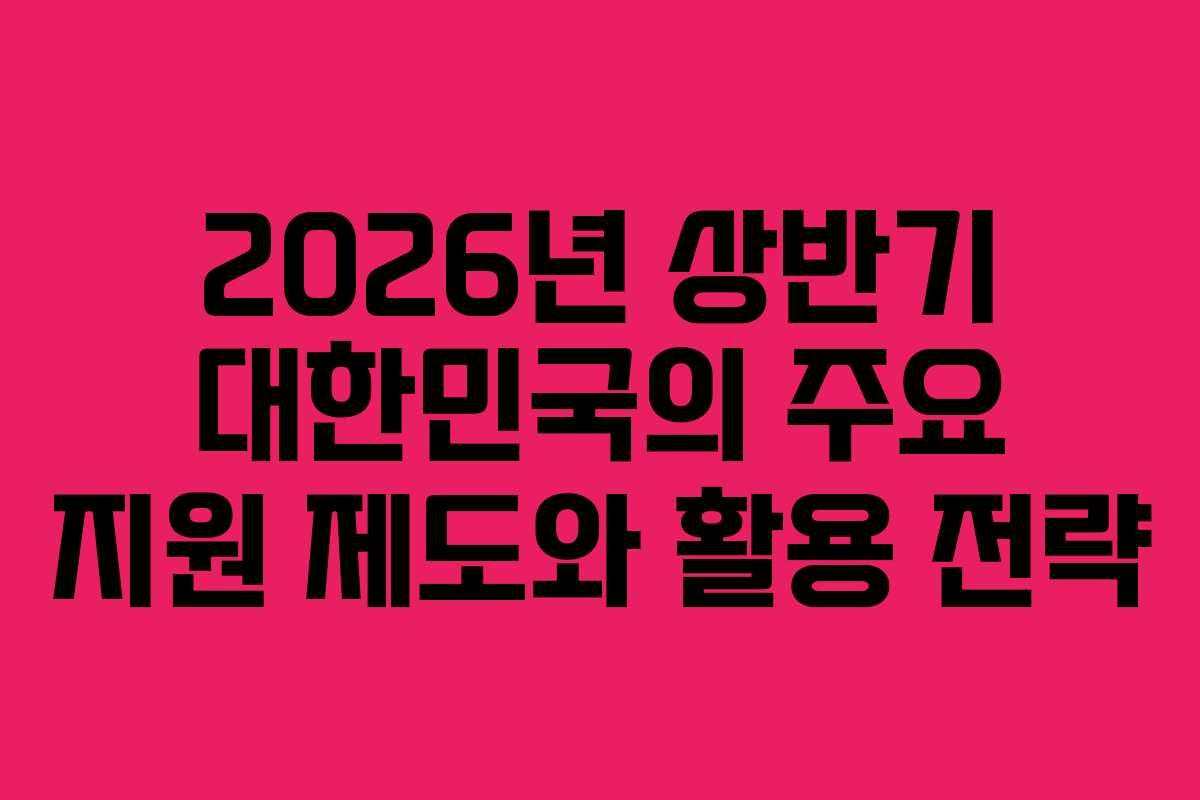 2026년 상반기 대한민국의 주요 지원 제도와 활용 전략