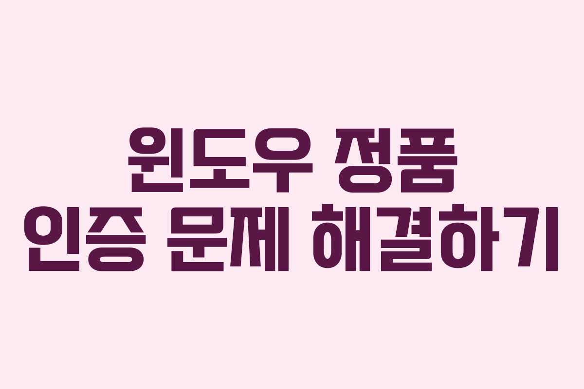 윈도우 정품 인증 문제 해결하기