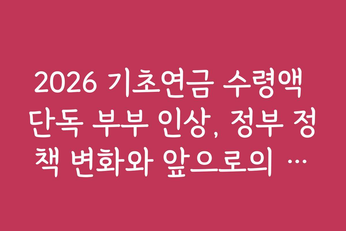 2026 기초연금 수령액 단독 부부 인상, 정부 정책 변화와 앞으로의 전망
