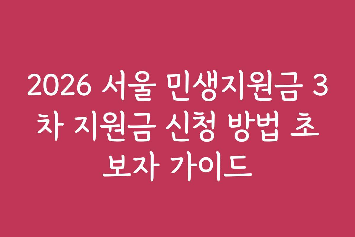 2026 서울 민생지원금 3차 지원금 신청 방법 초보자 가이드