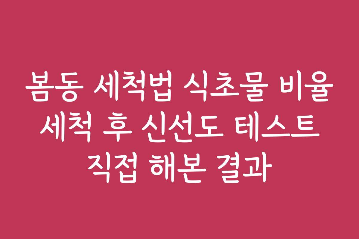 봄동 세척법 식초물 비율 세척 후 신선도 테스트 직접 해본 결과