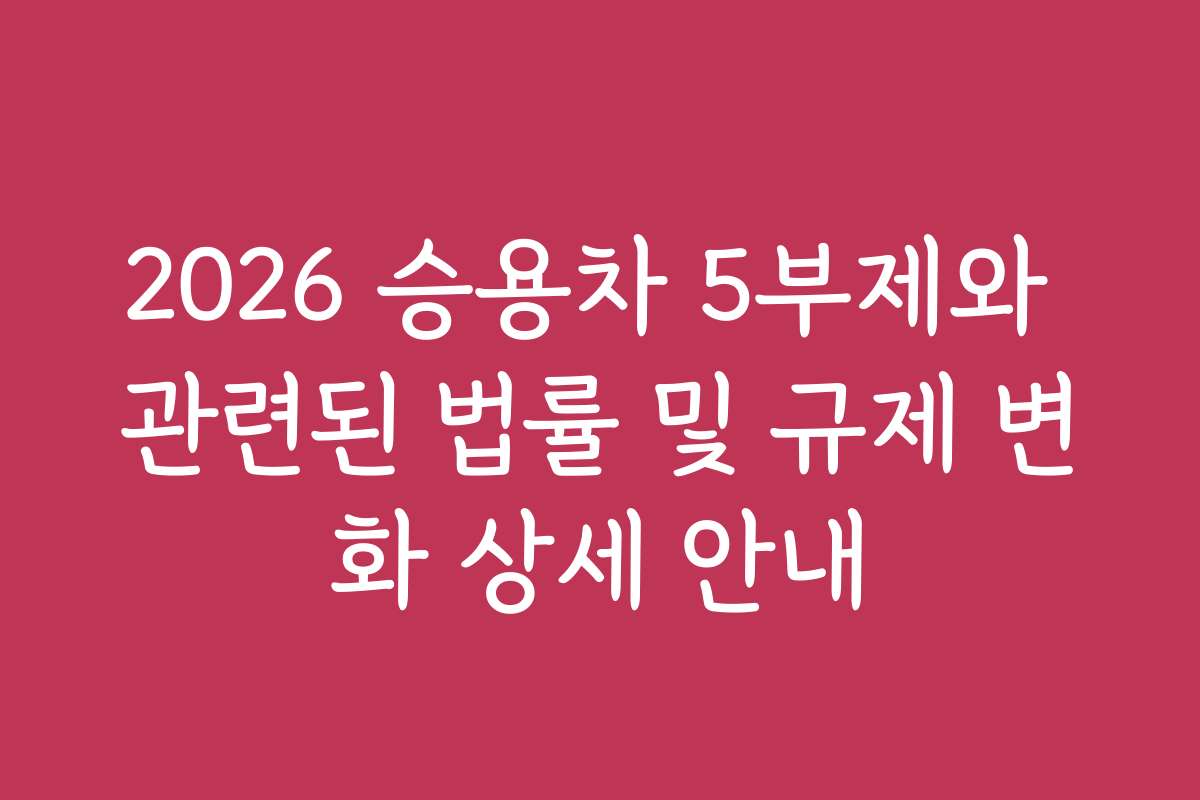2026 승용차 5부제와 관련된 법률 및 규제 변화 상세 안내