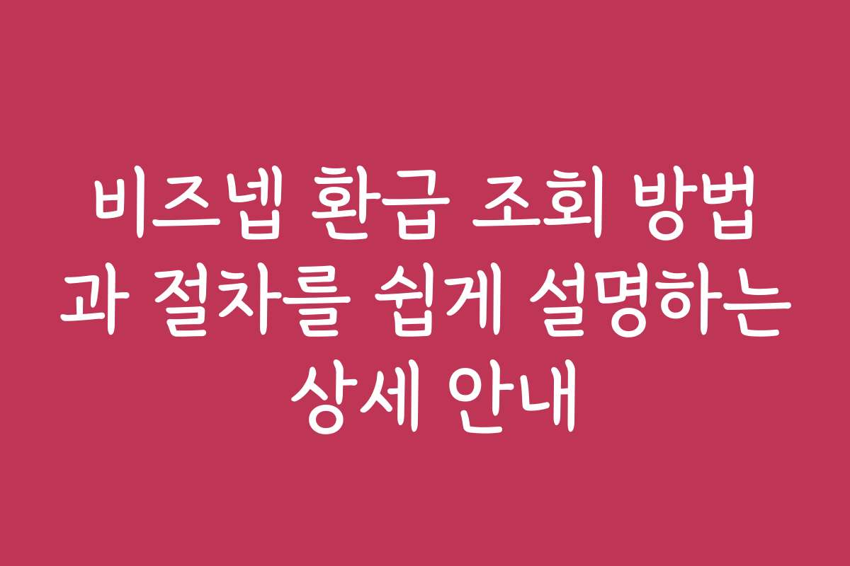 비즈넵 환급 조회 방법과 절차를 쉽게 설명하는 상세 안내