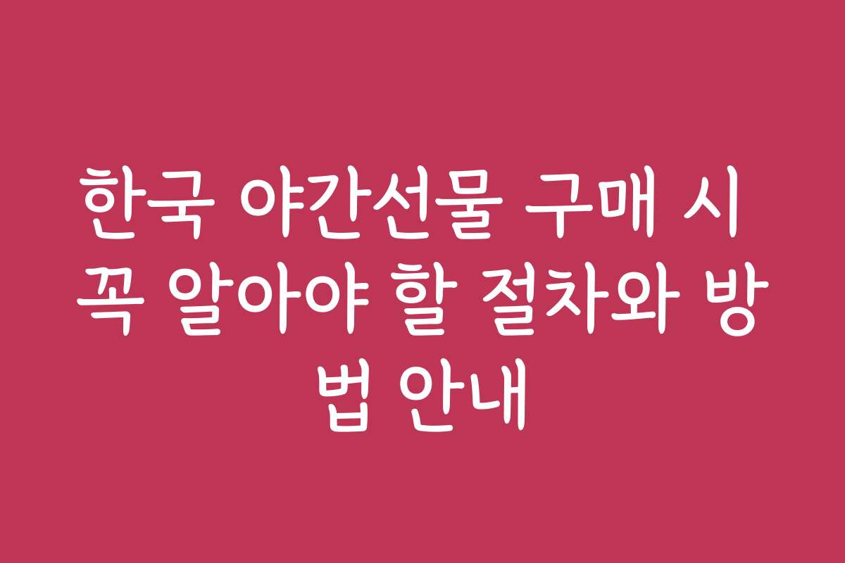 한국 야간선물 구매 시 꼭 알아야 할 절차와 방법 안내