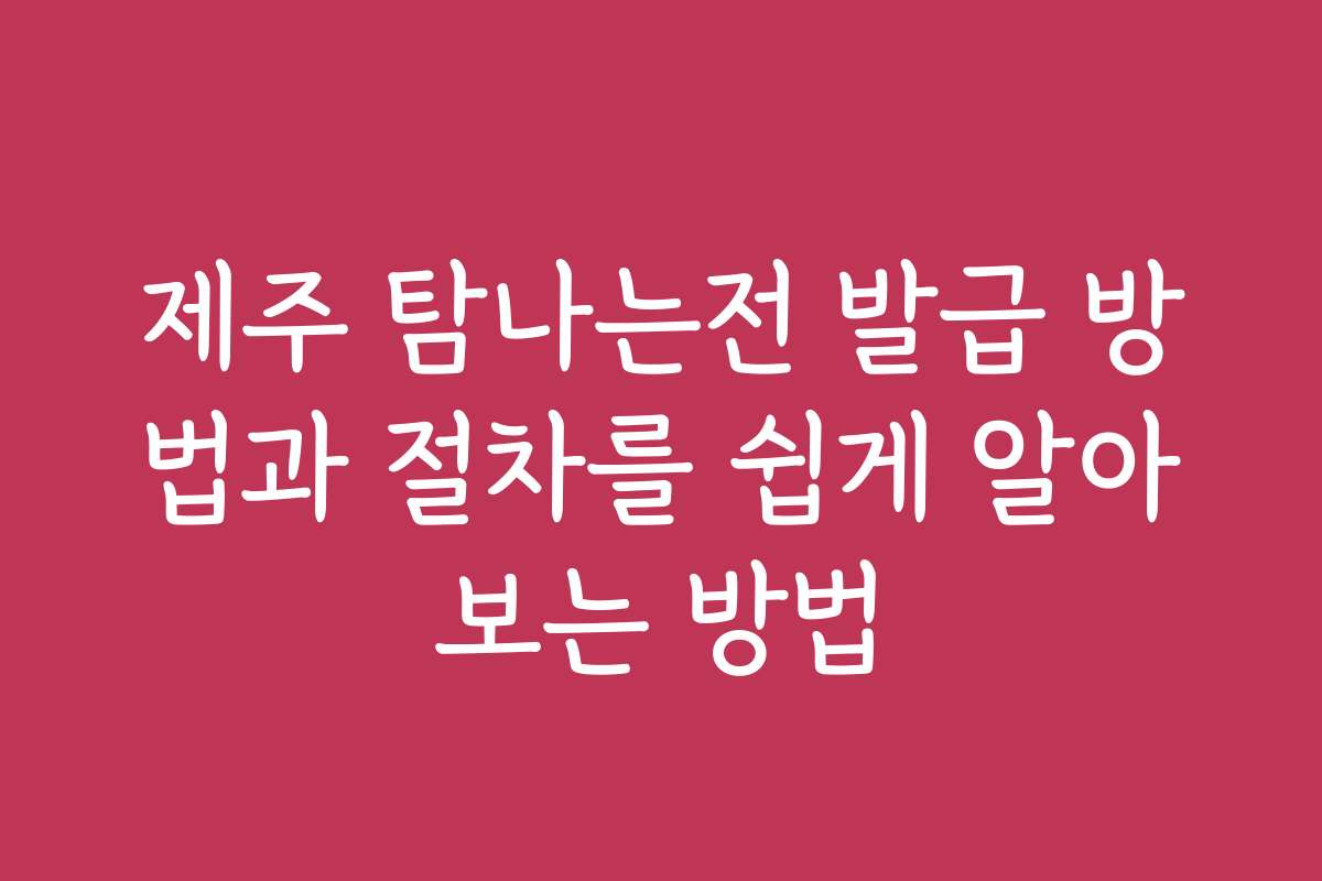 제주 탐나는전 발급 방법과 절차를 쉽게 알아보는 방법
