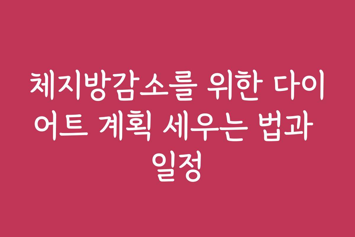 체지방감소를 위한 다이어트 계획 세우는 법과 일정