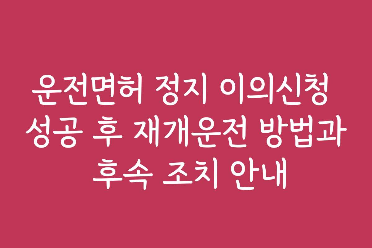 운전면허 정지 이의신청 성공 후 재개운전 방법과 후속 조치 안내