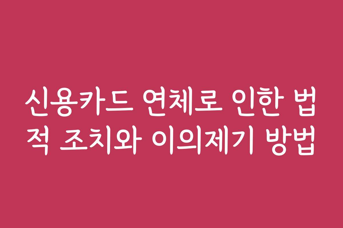 신용카드 연체로 인한 법적 조치와 이의제기 방법 신용카드 연체로 인한 법적 조치와 이의제기 방법