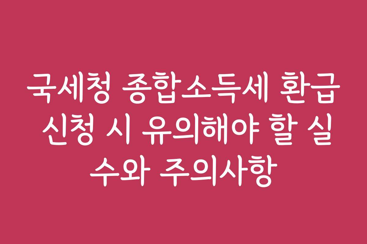국세청 종합소득세 환급 신청 시 유의해야 할 실수와 주의사항