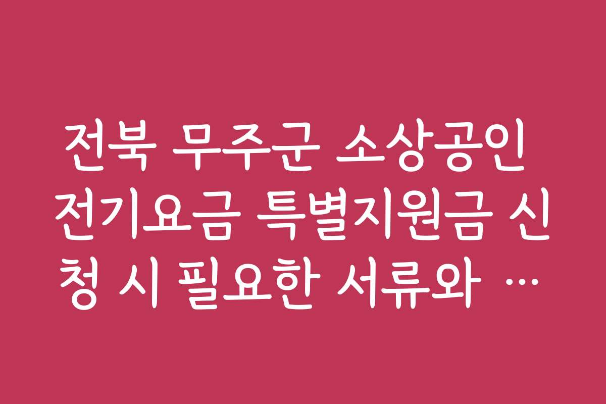 전북 무주군 소상공인 전기요금 특별지원금 신청 시 필요한 서류와 준비물 체크 포인트