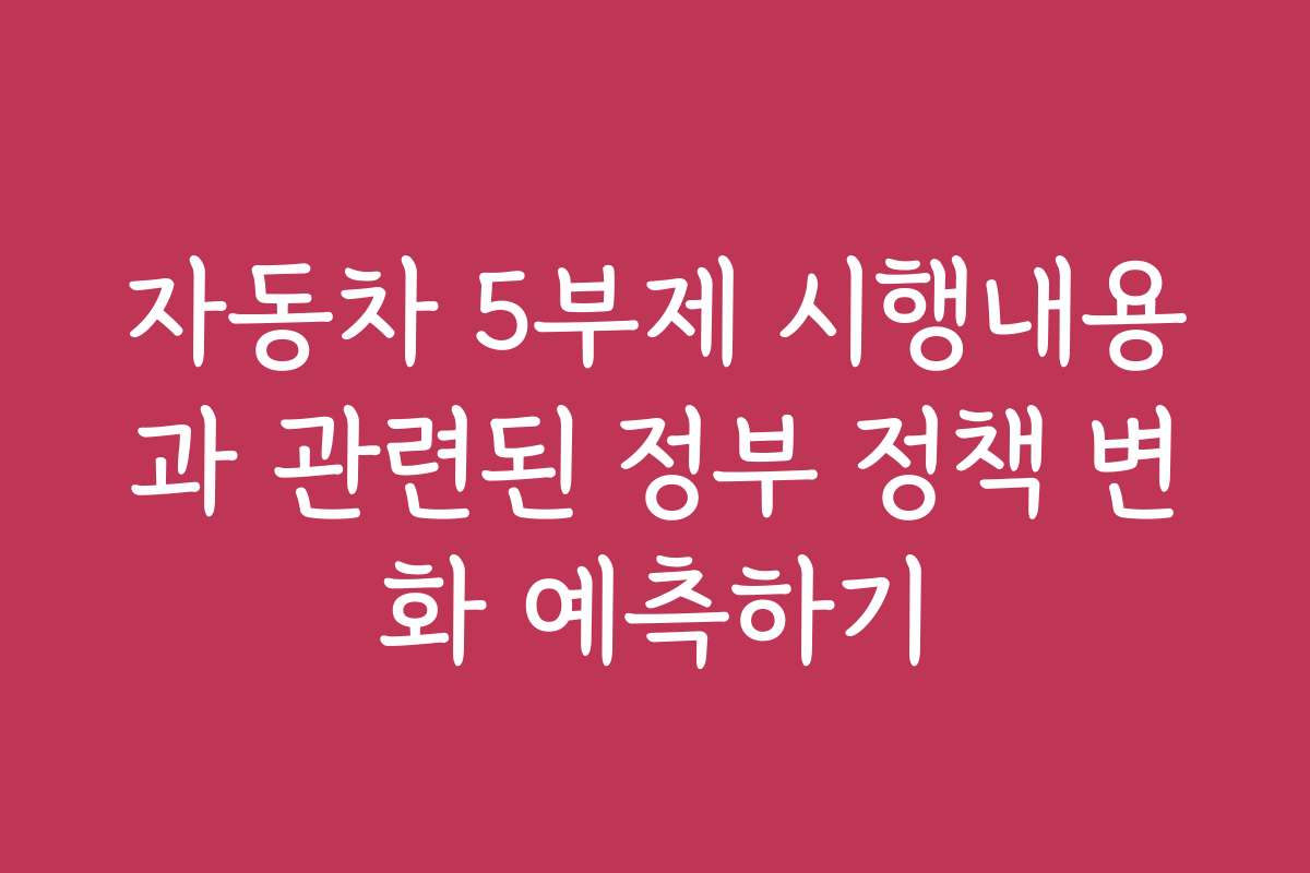 자동차 5부제 시행내용과 관련된 정부 정책 변화 예측하기 자동차 5부제 시행내용과 관련된 정부 정책 변화 예측하기