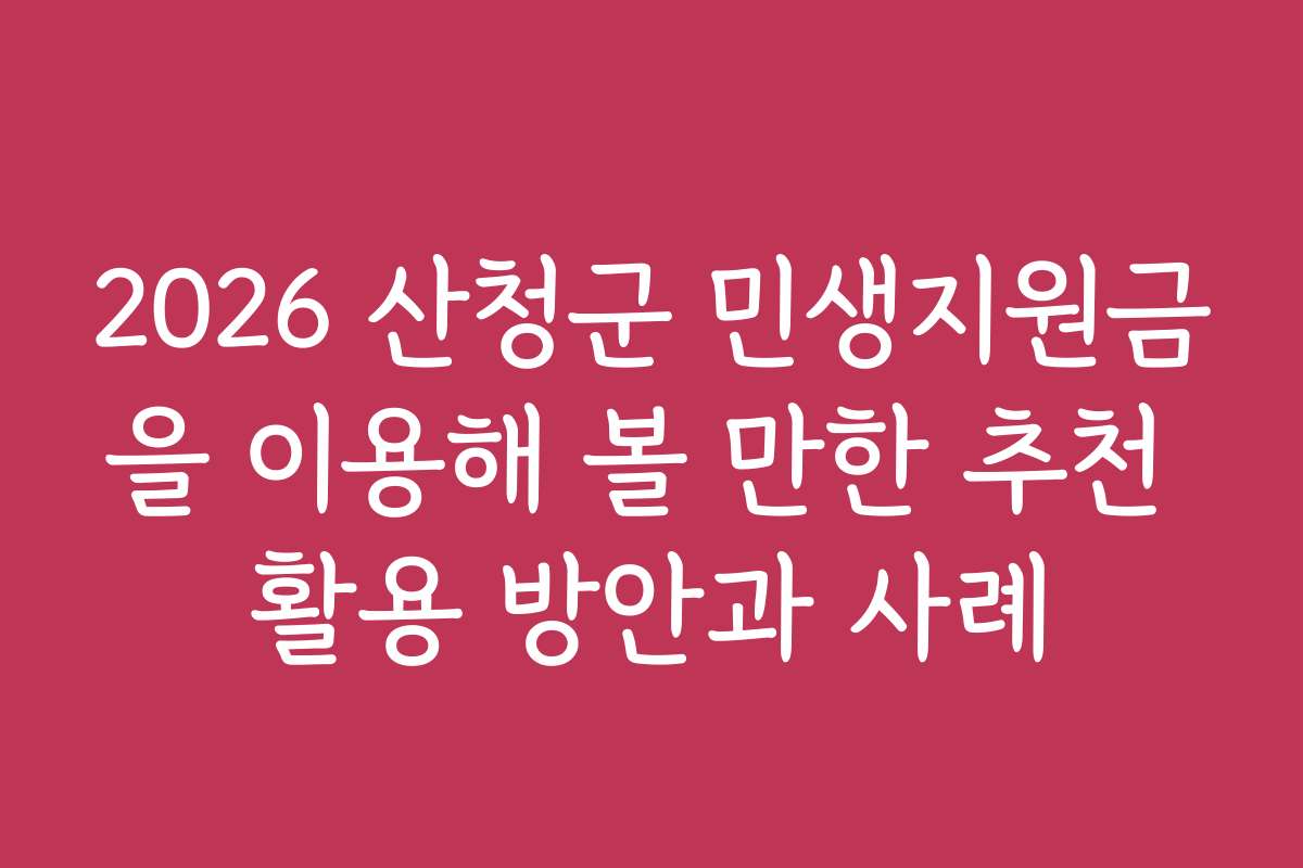 2026 산청군 민생지원금을 이용해 볼 만한 추천 활용 방안과 사례