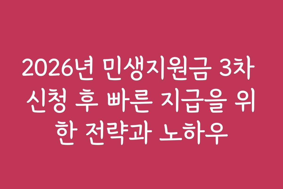 2026년 민생지원금 3차 신청 후 빠른 지급을 위한 전략과 노하우