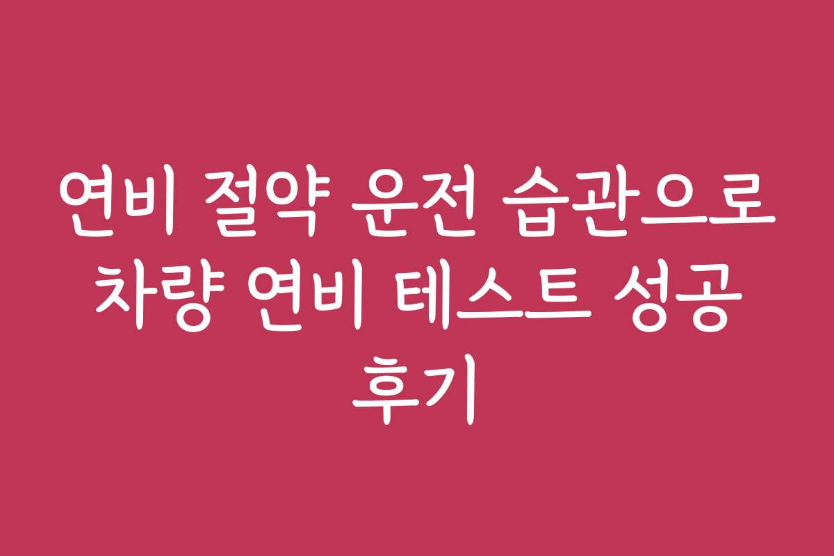 연비 절약 운전 습관으로 차량 연비 테스트 성공 후기