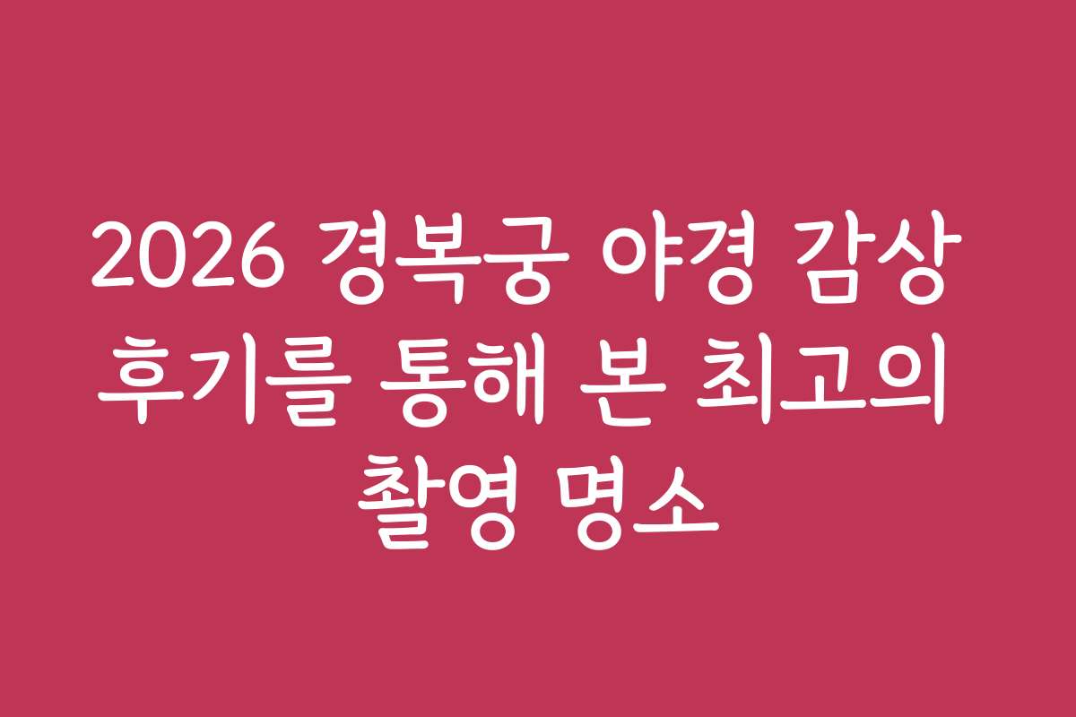 2026 경복궁 야경 감상 후기를 통해 본 최고의 촬영 명소