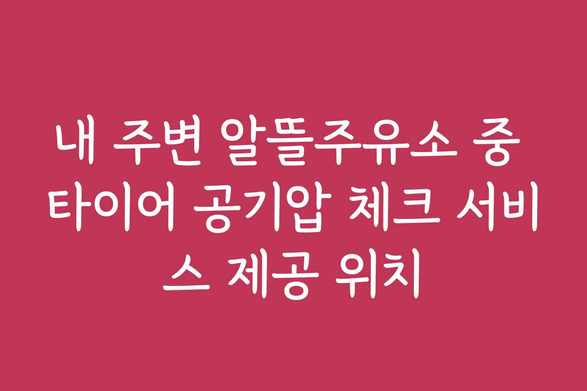 내 주변 알뜰주유소 중 타이어 공기압 체크 서비스 제공 위치