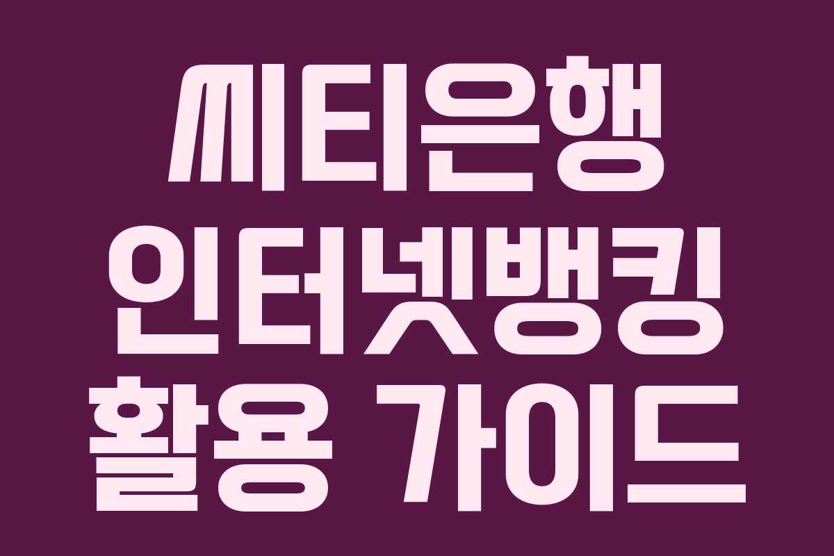 씨티은행 인터넷뱅킹 활용 가이드