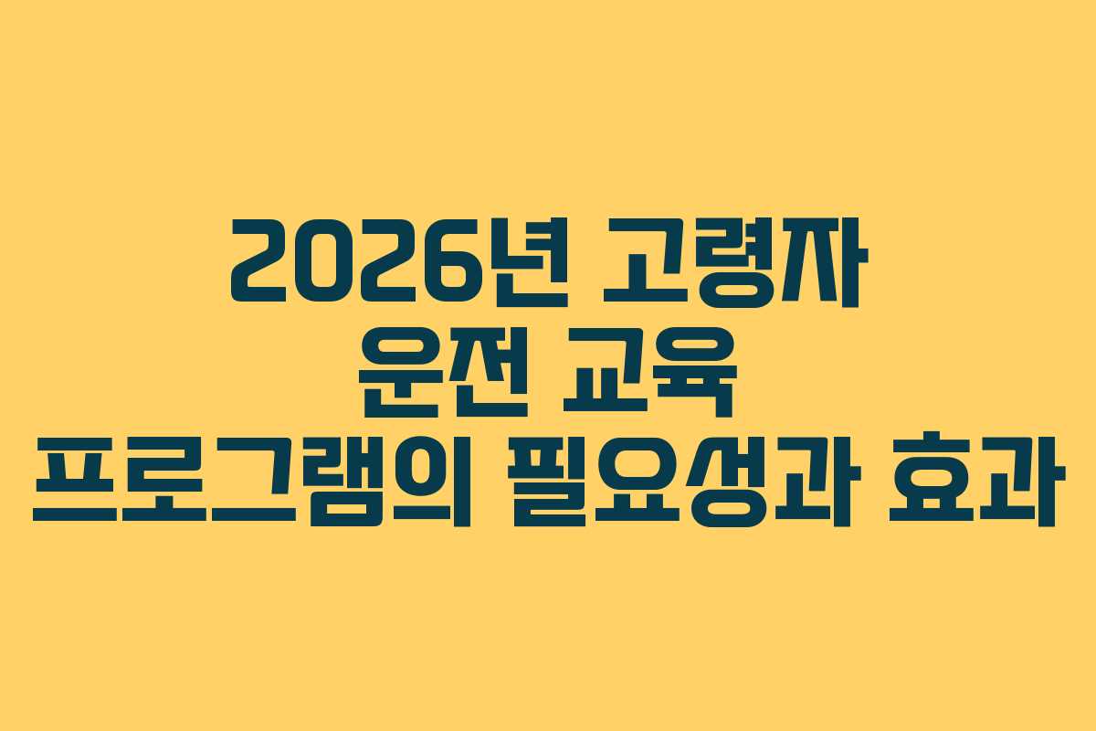2026년 고령자 운전 교육 프로그램의 필요성과 효과