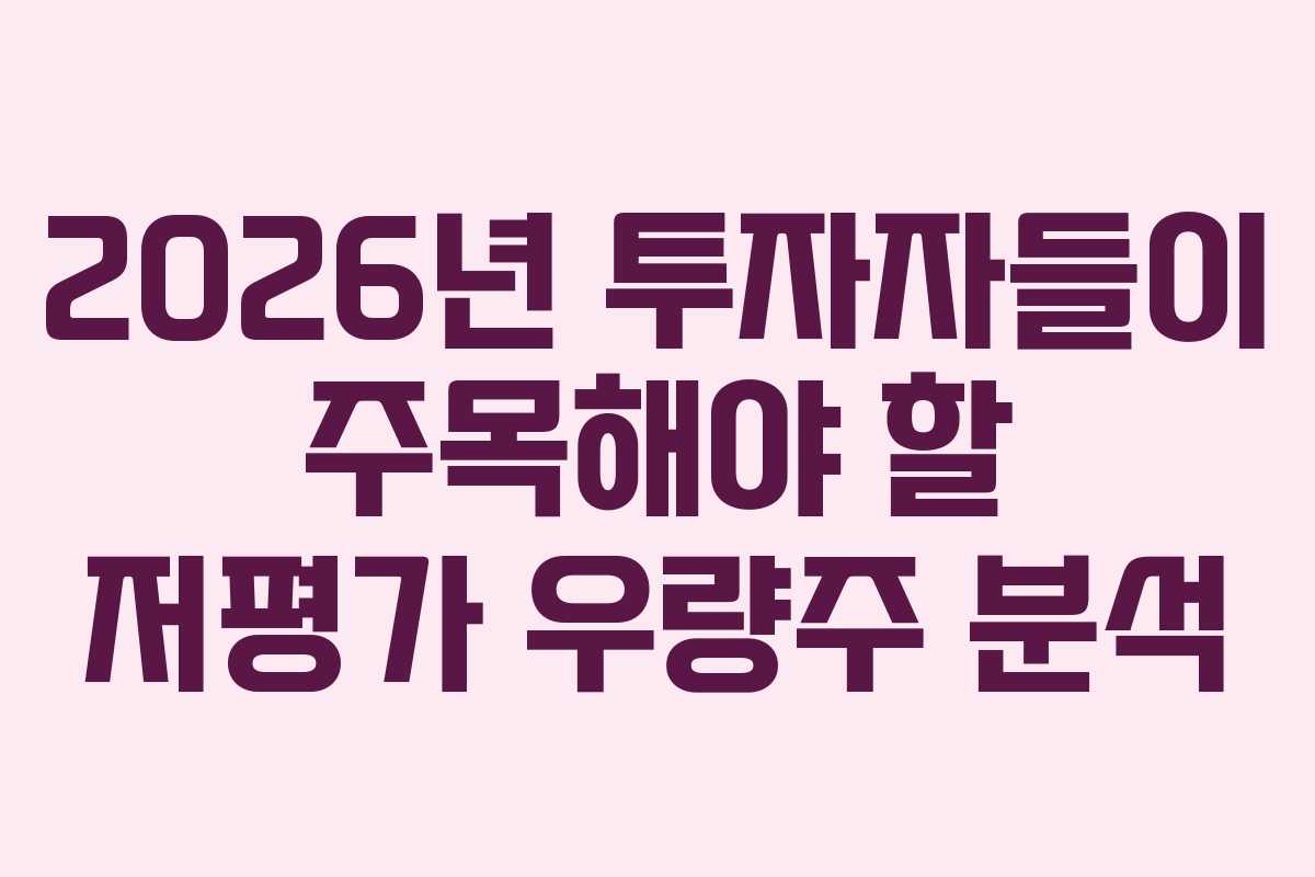 2026년 투자자들이 주목해야 할 저평가 우량주 분석