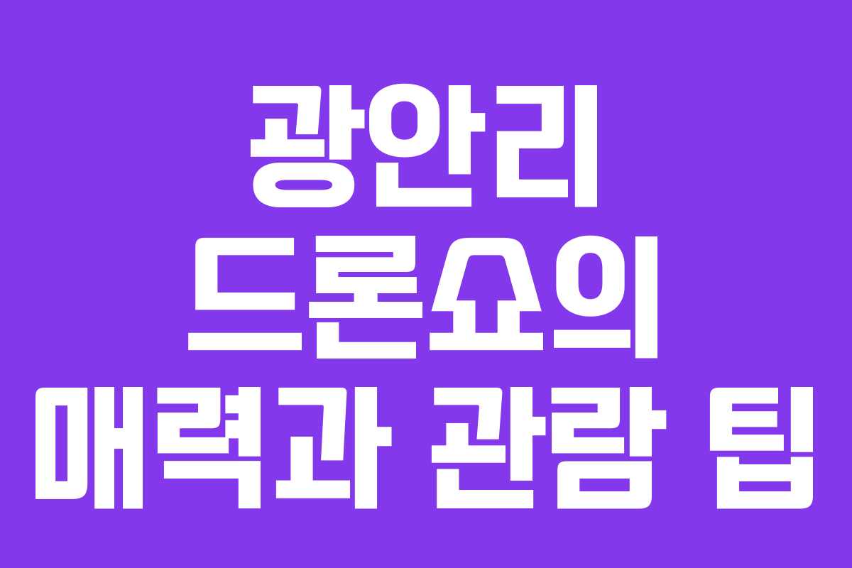 광안리 드론쇼의 매력과 관람 팁 광안리 드론쇼의 매력과 관람 팁