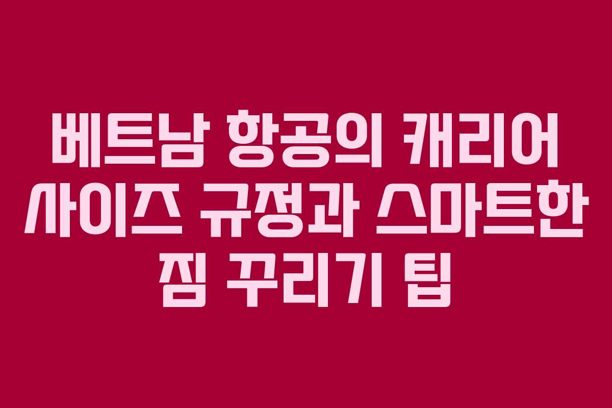 베트남 항공의 캐리어 사이즈 규정과 스마트한 짐 꾸리기 팁 베트남 항공의 캐리어 사이즈 규정과 스마트한 짐 꾸리기 팁