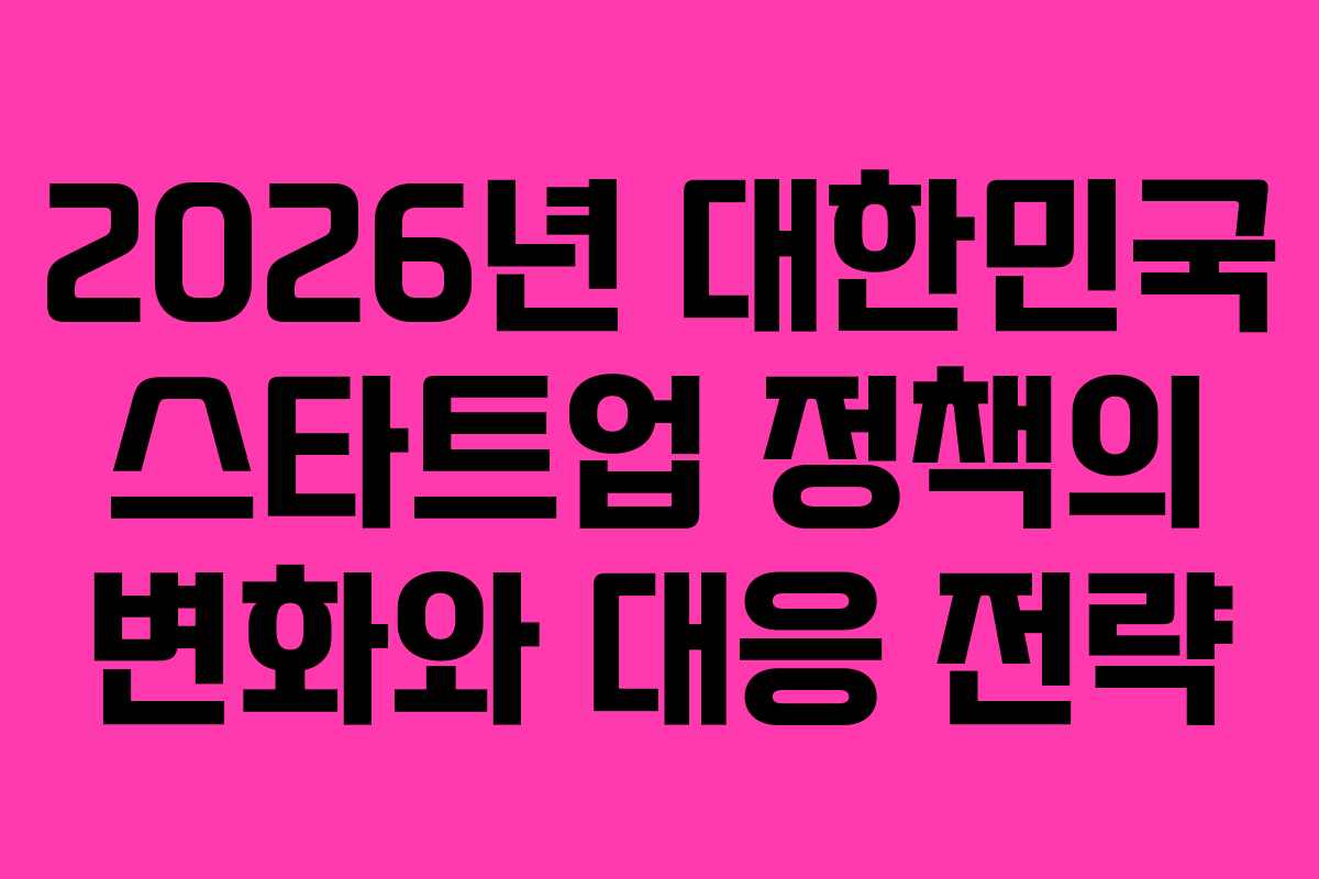 2026년 대한민국 스타트업 정책의 변화와 대응 전략