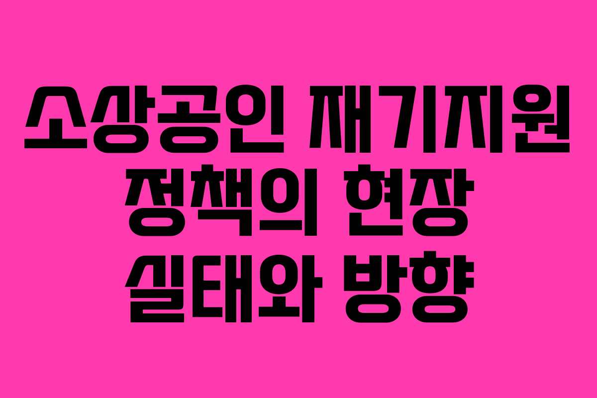 소상공인 재기지원 정책의 현장 실태와 방향